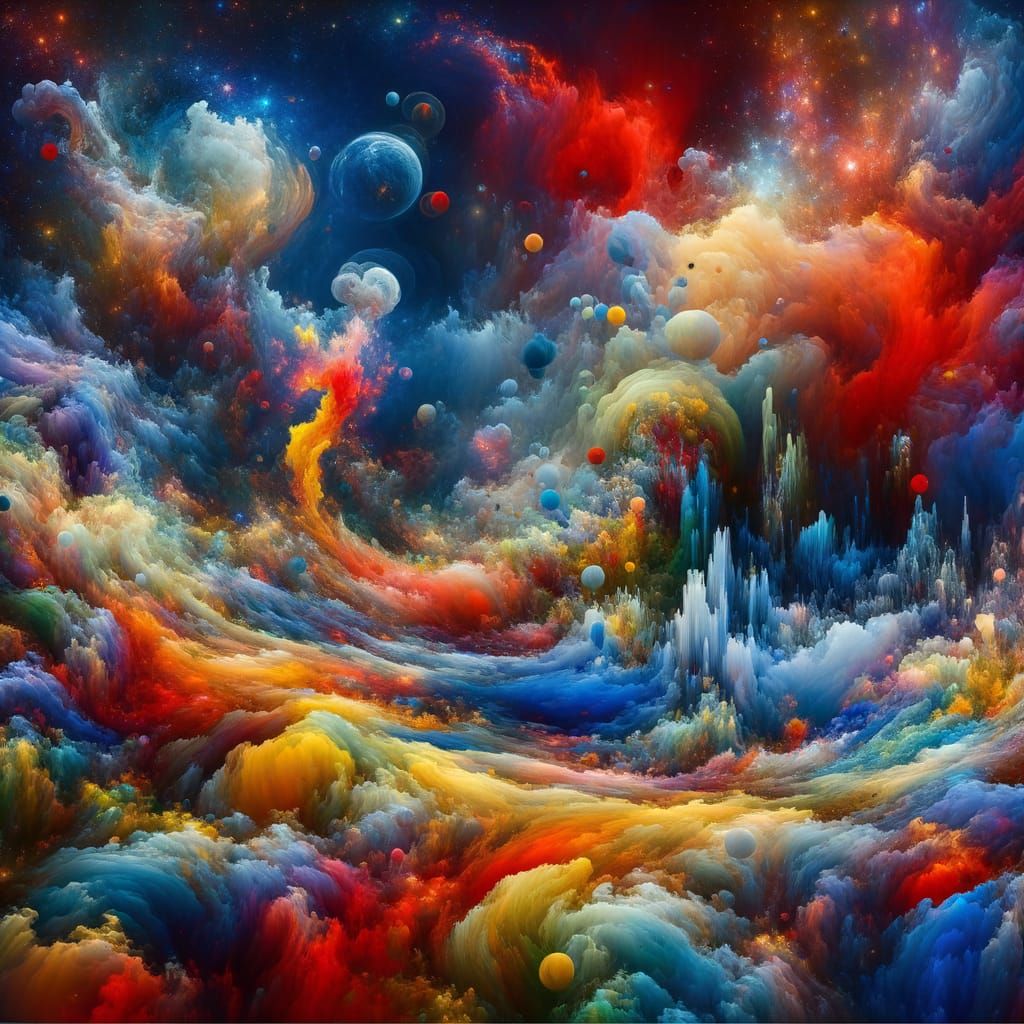 Surreal Cosmic Emergence in Vibrant Primordial Colors