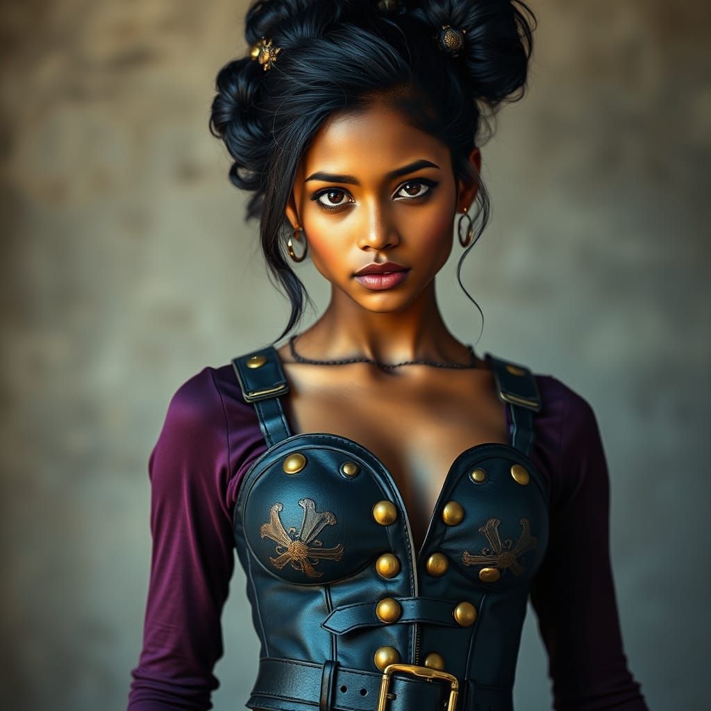 Steampunk Sri Lankan Woman with Intricate Hairstyle