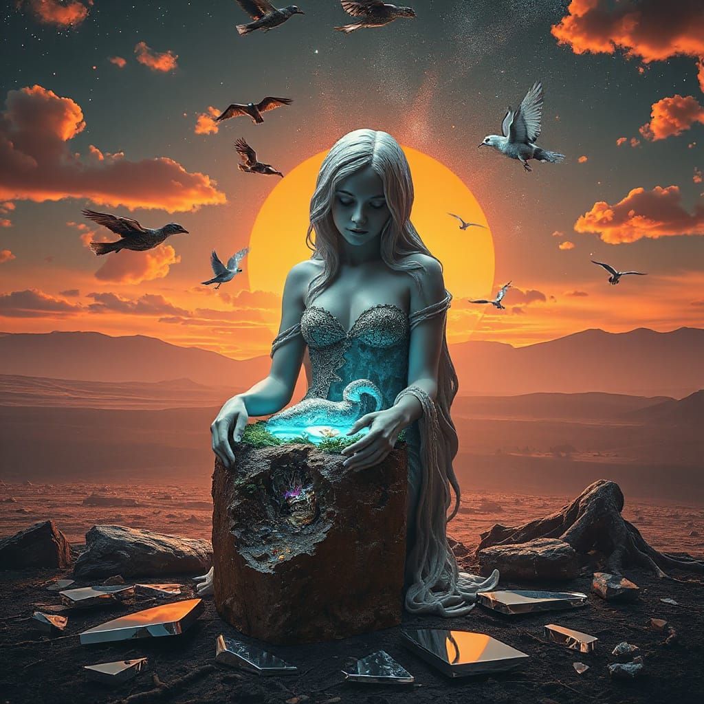 Surreal Fragmented Sculpture of Woman Oasis