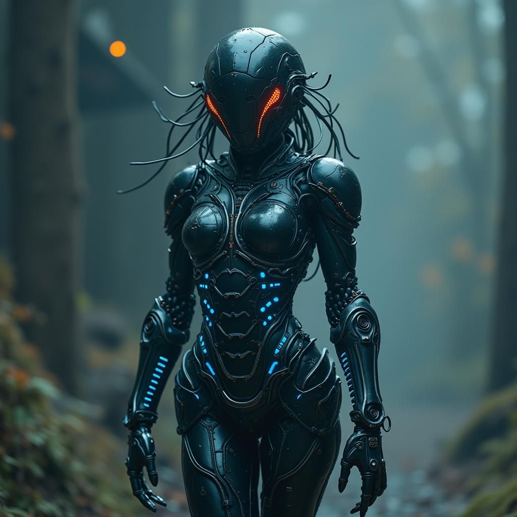 Futuristic Locust Exosuit Armor in Dark Fantasy Style