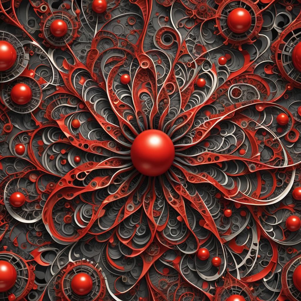 Abstract Fractal Bomb on Tomato in Vector Style