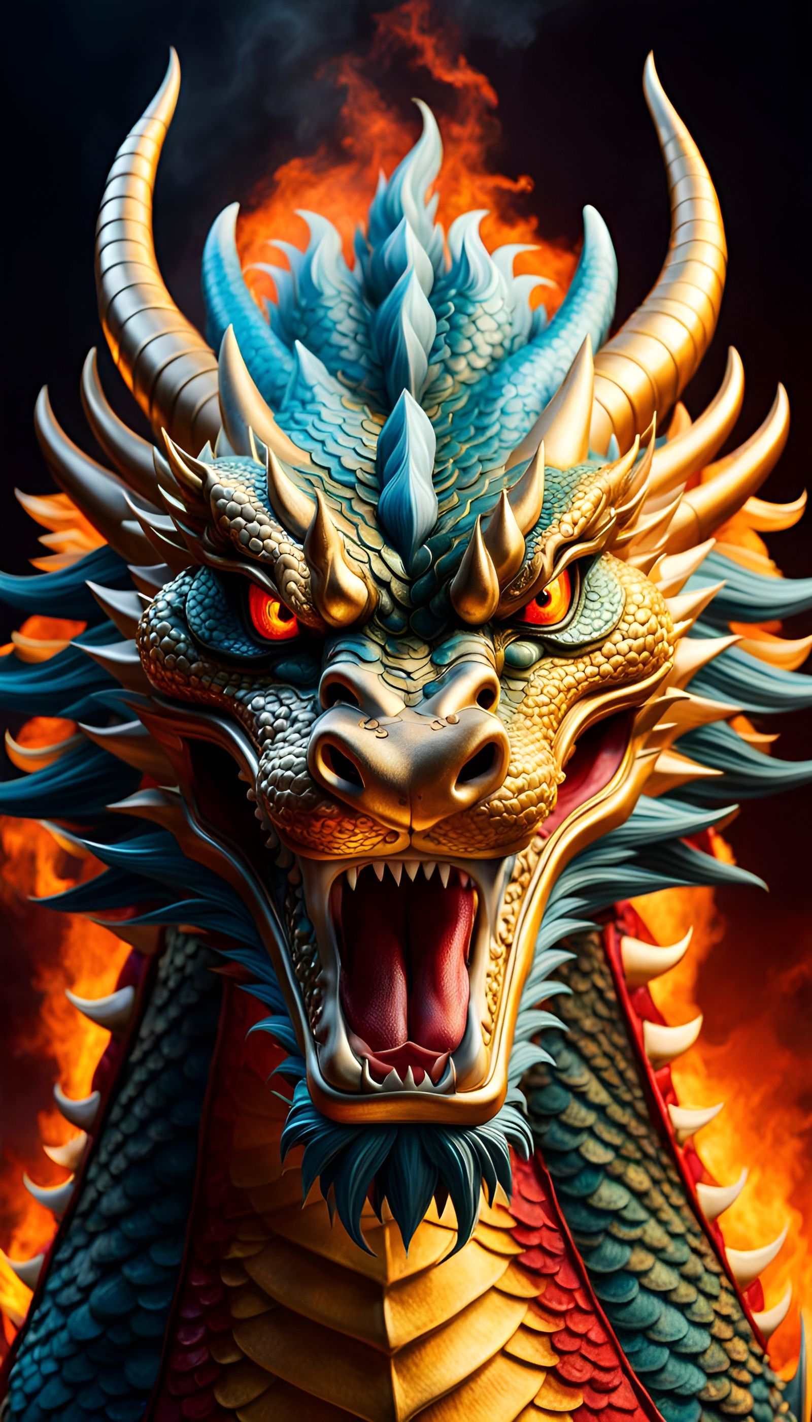 Gem-Encrusted Chinese Dragon Portrait