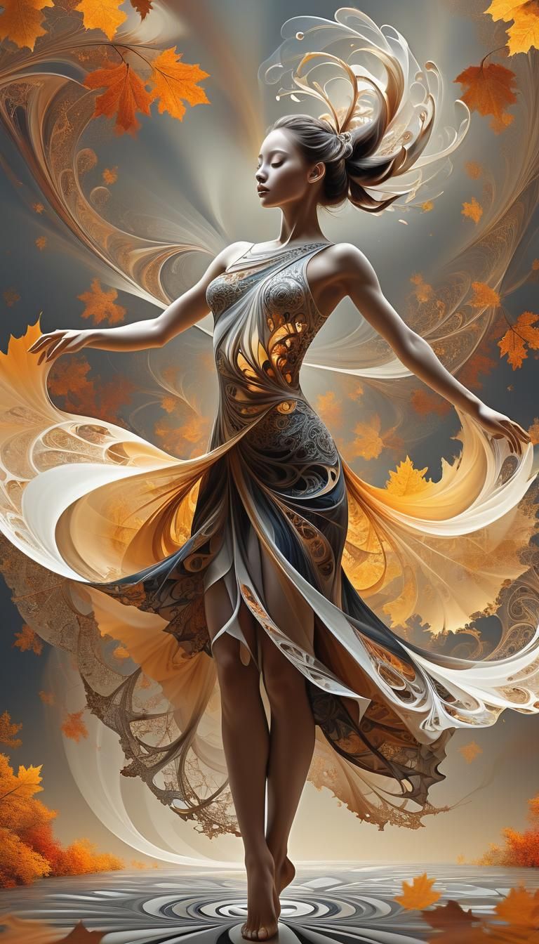 Fractal Dancer in Neo-Impressionist Style