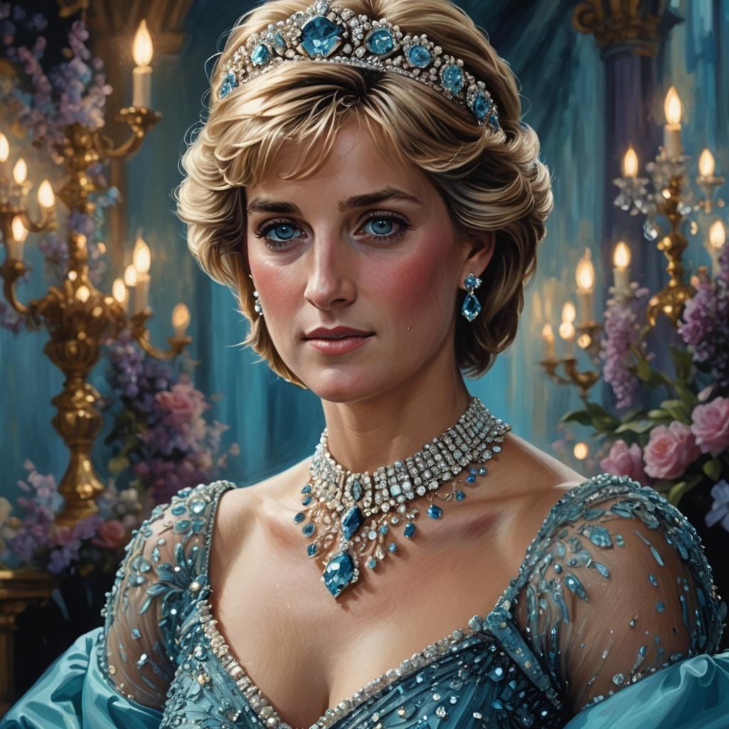 Princess Diana Portrait in Digital Matte Painting Style
