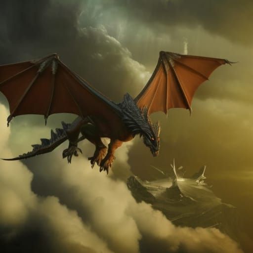 Winged Dragon Flight: Epic Digital Painting