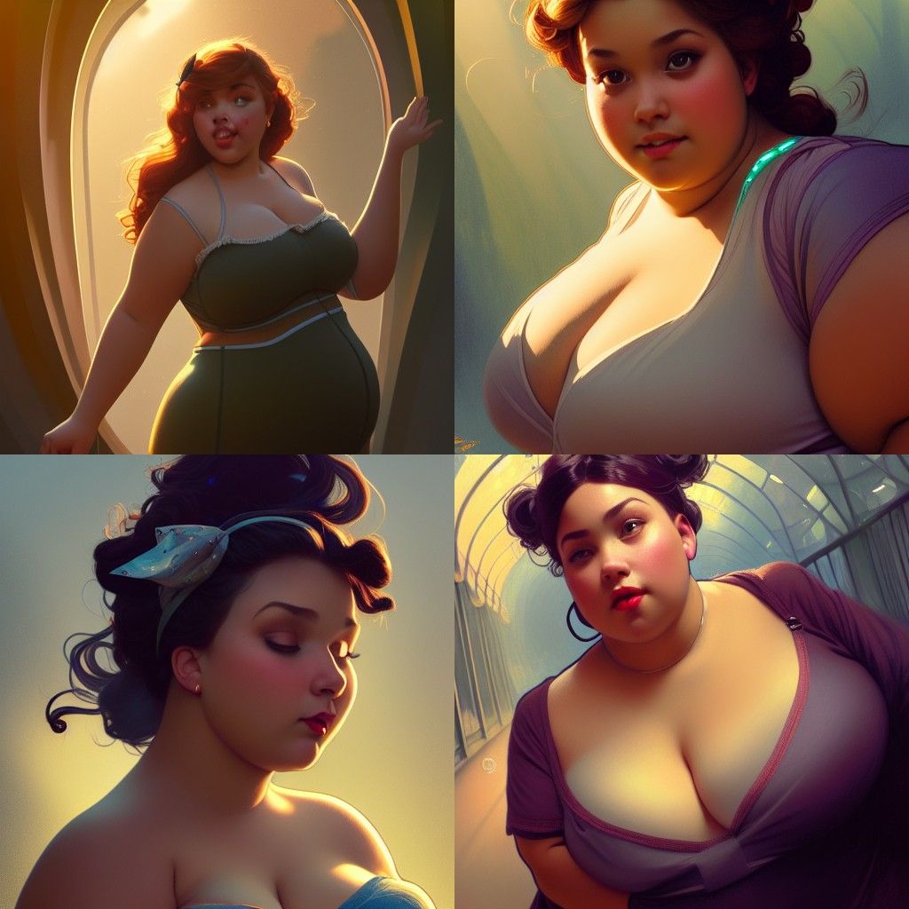 Curvy Woman at Disneyworld: Artgerm, WLOP Style