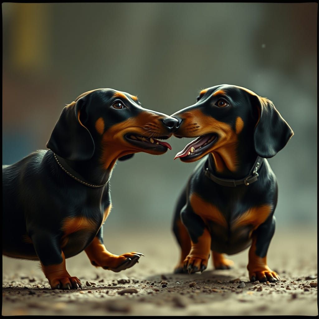 Dachshunds in Cinematic Battle