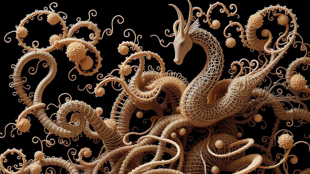 Intricate Wire Sculptures in Fantastical Digital Style