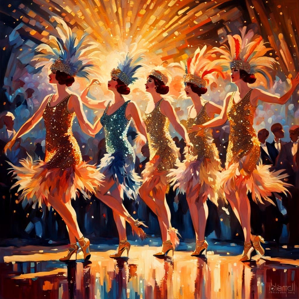 Flapper Showgirls in Vintage Style