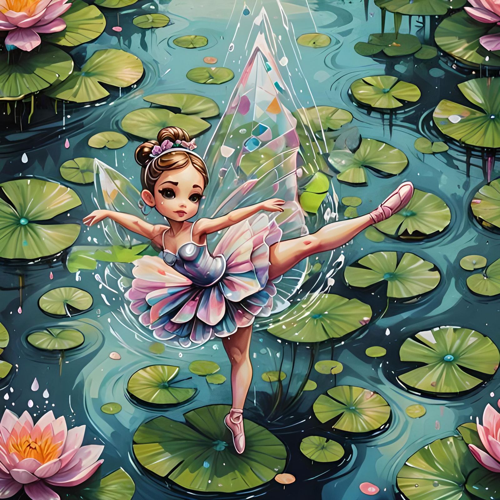 Colorful Lily Pads in Graffiti Art Style