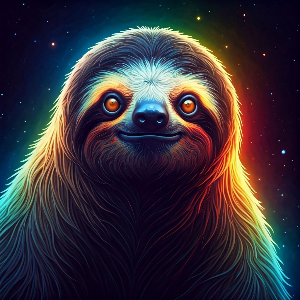 Cosmic Sloth in Ethereal Watercolor Style