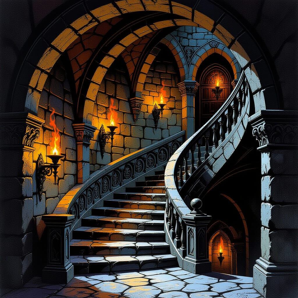 Dungeon Stairway in Dungeons and Dragons Style
