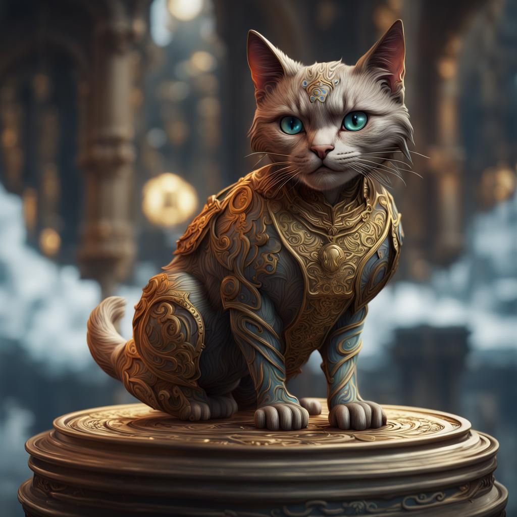 Majestic Maine Coon Cat in Detailed Fantasy Art