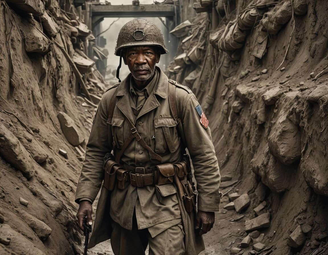 Morgan Freeman as WWI Soldier: Detailed Matte Painting