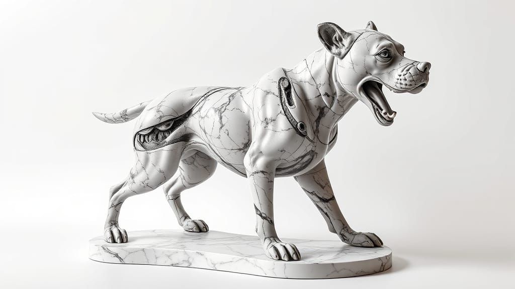 Dog Marble Sculpture in 3D Relief Art