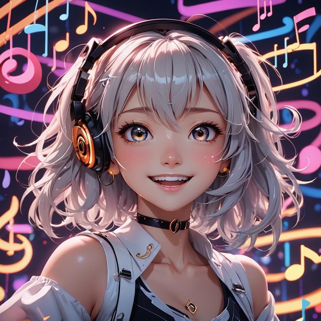 Cheerful Musical Note in 3D Anime Art