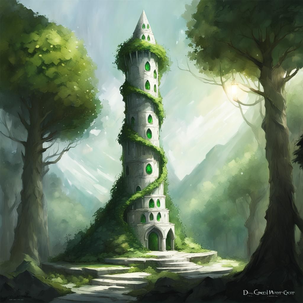 Elven Tower Concept Art in Lush Forest