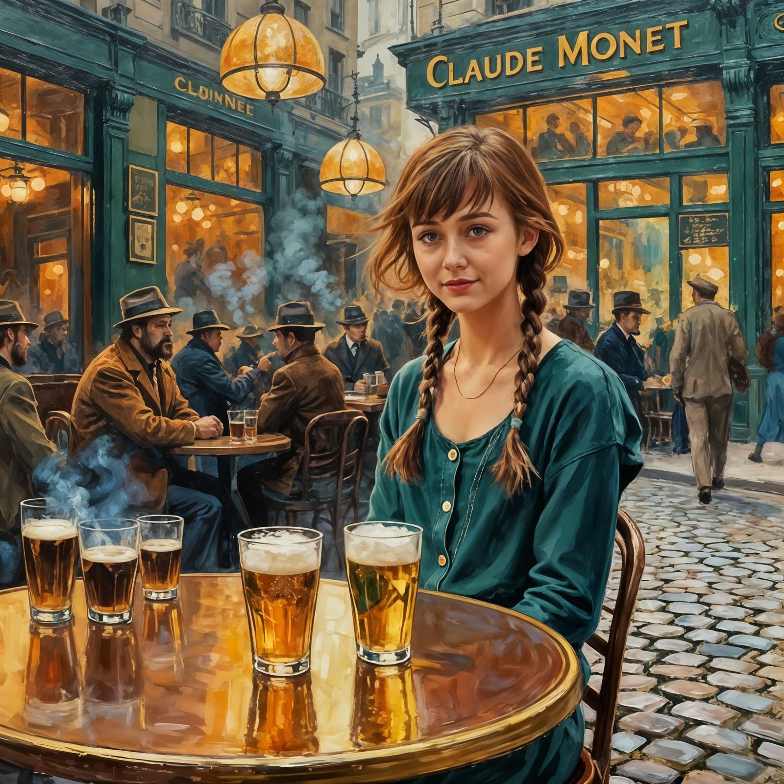 AI Image: Girl Replaces Man at Table