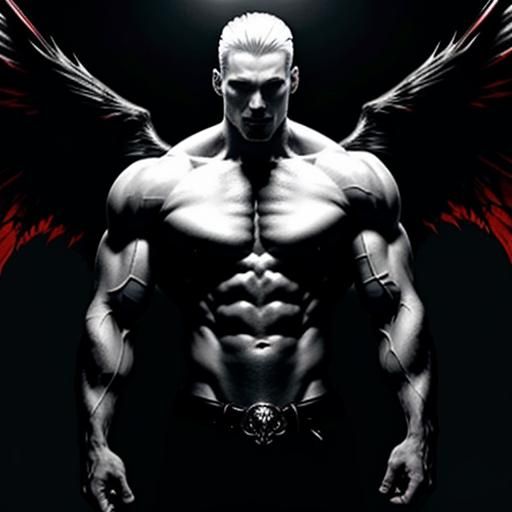 Demonic Fallen Angel in Claustrophobic Chamber: Hyperrealist...