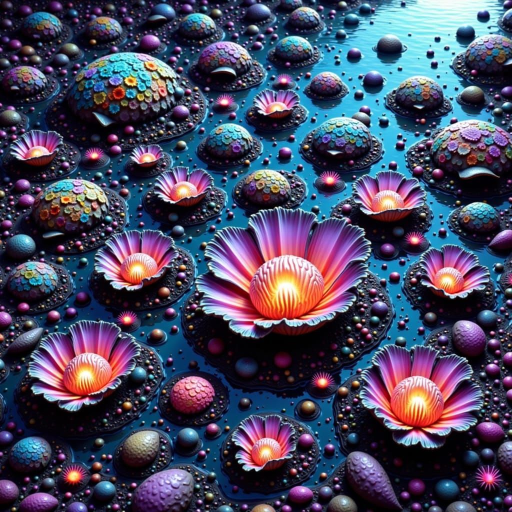 Surreal Seashells in Fractal Tide Pools