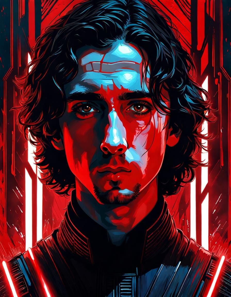 Timothée Chalamet as Kylo Ren in Apocalyptic Hall