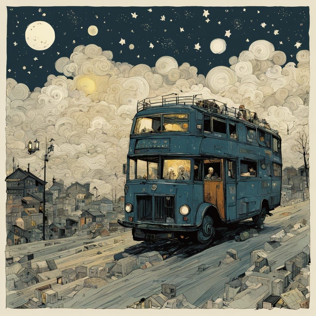 Rolling Night Sky in an Artistic Style