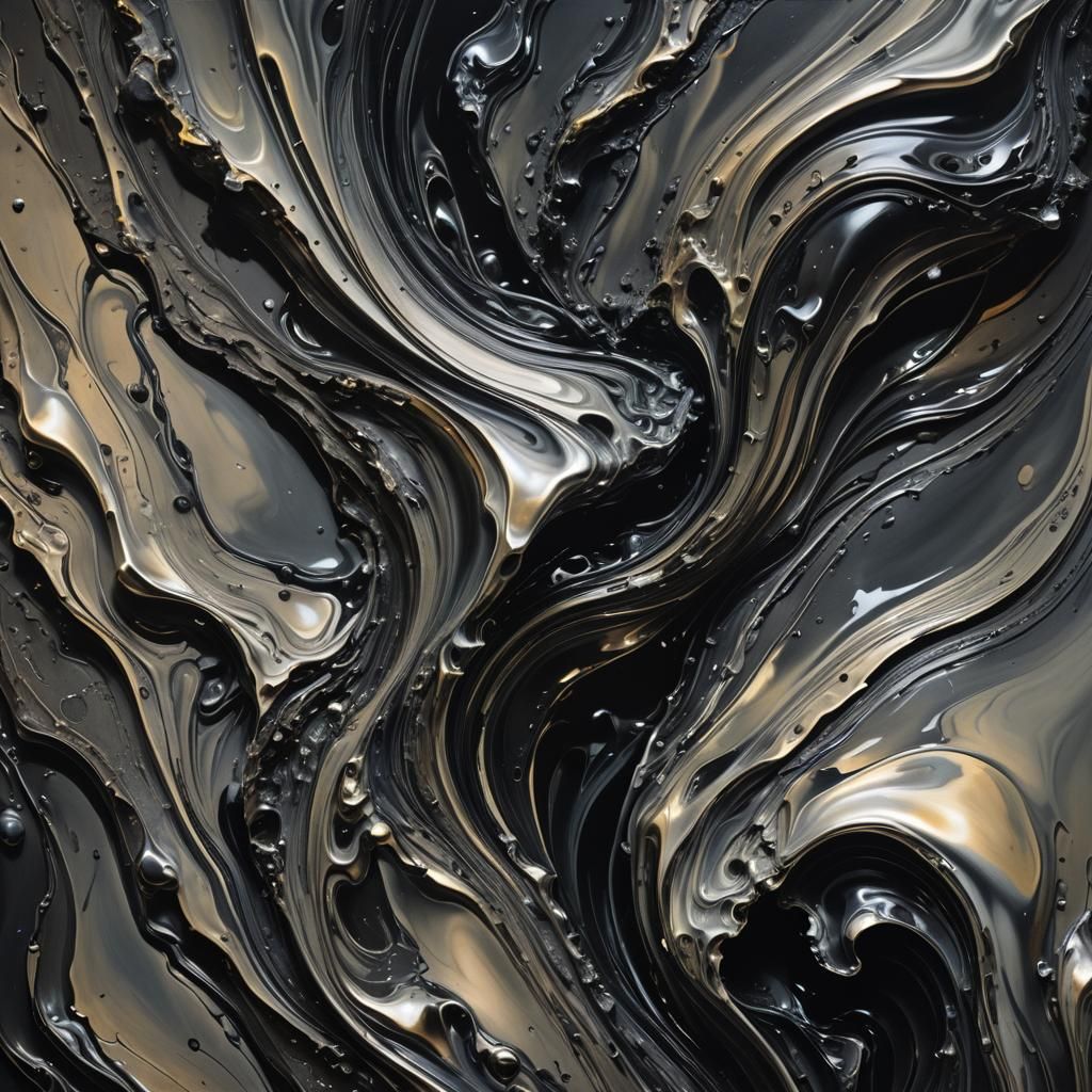 Surreal Silver and Coal Fusion, Macro Shot