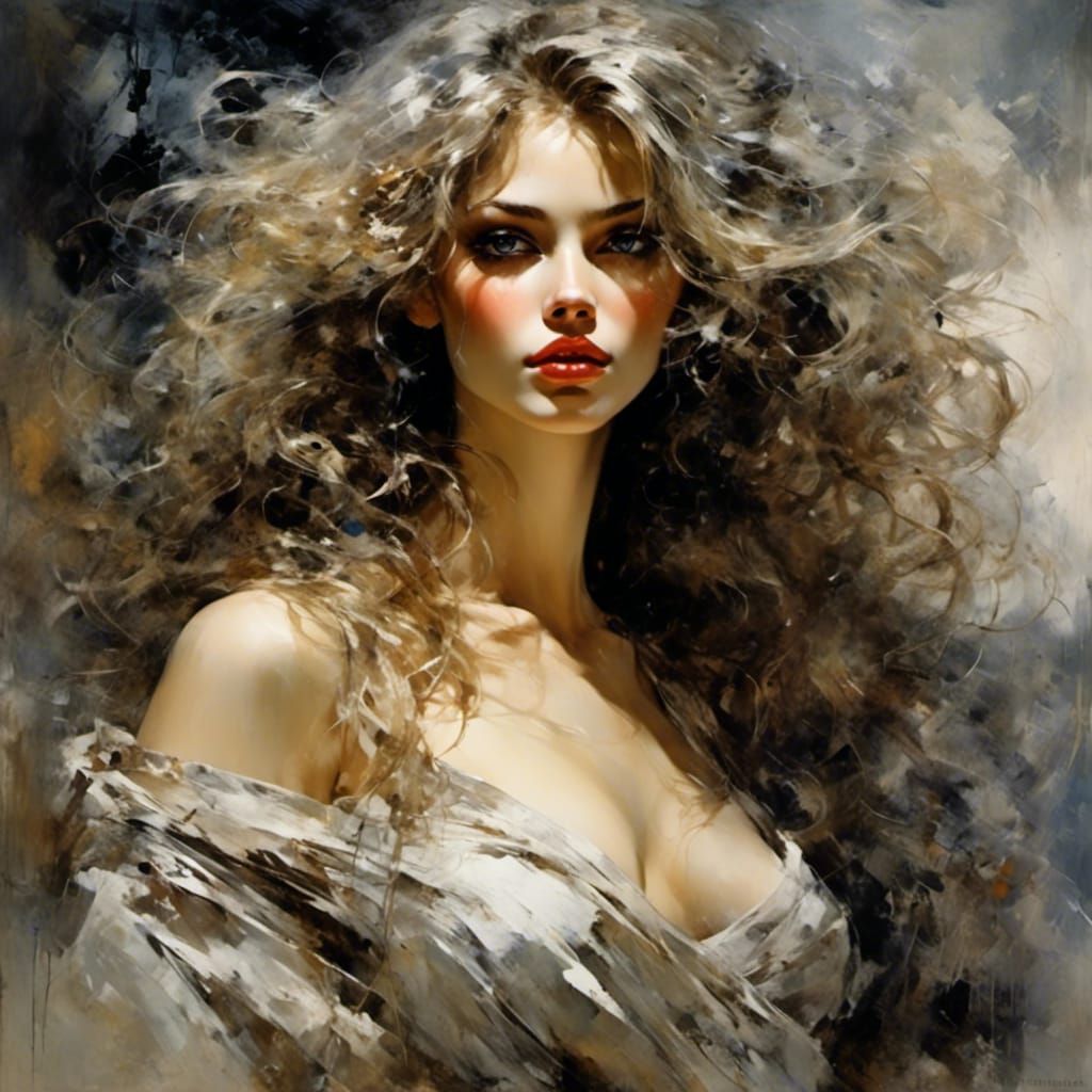 Powerful Woman with Curves in Hyper-Realistic Style