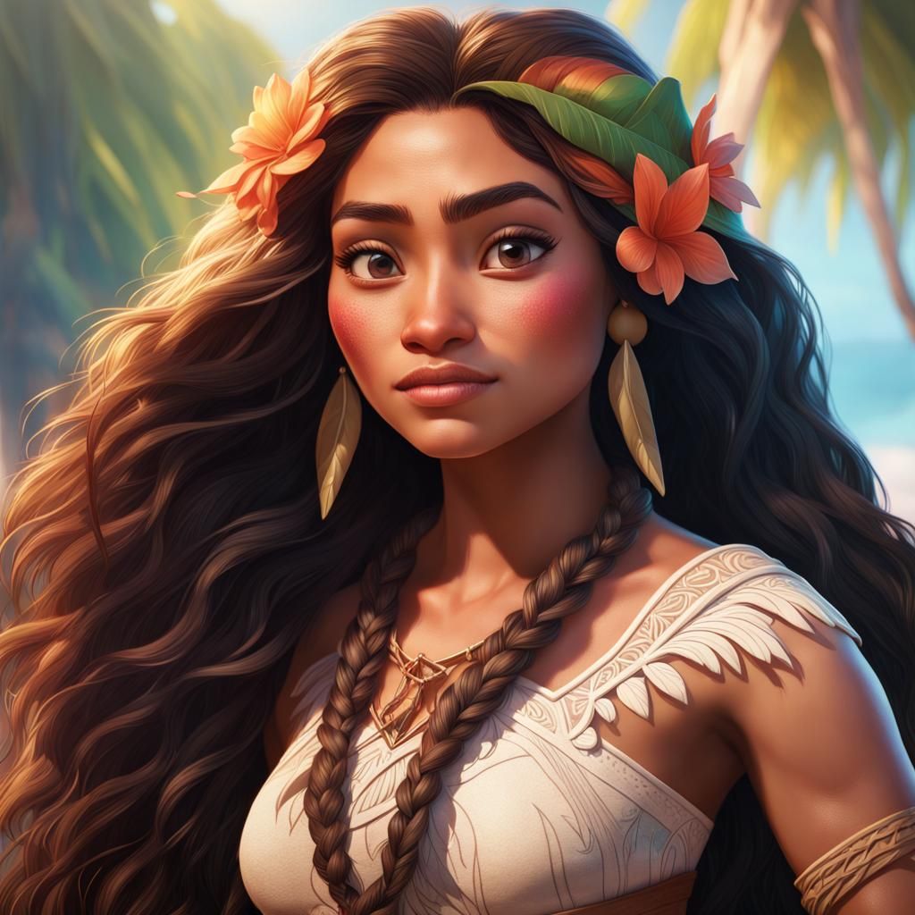 Moana as Disney Prince: Hyperdetailed Portrait