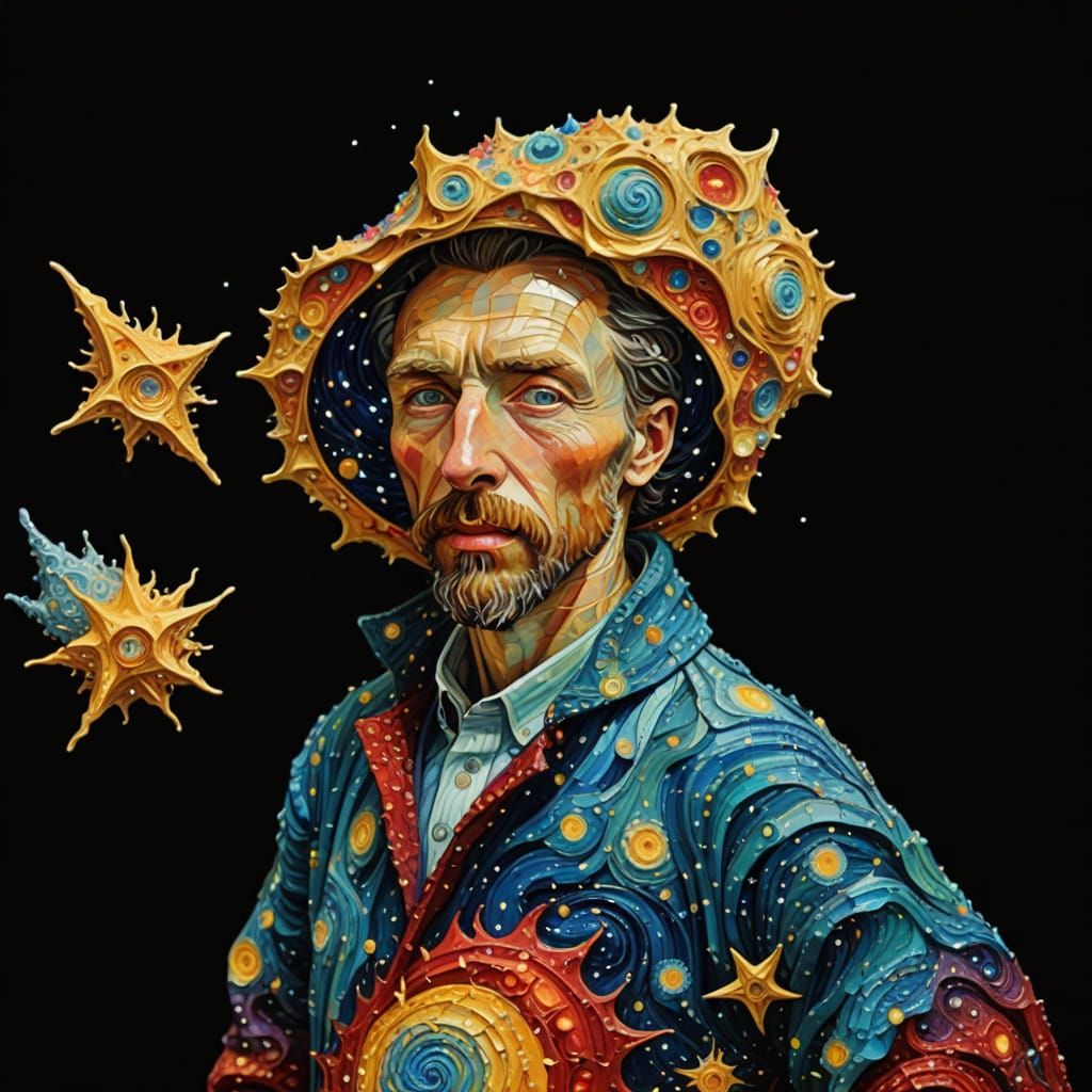 Cosmic Dreams in Whimsical Oil-on-Canvas Style