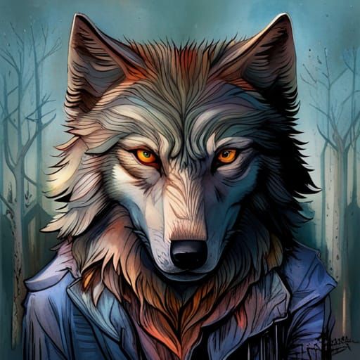 Hybrid Wolf Man in Exquisite 3D Digital Art