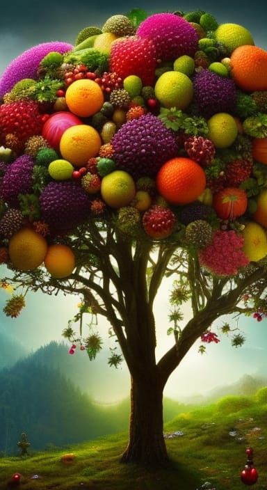 Fruity Giant Tree: An Arcimboldo-Inspired Still Life