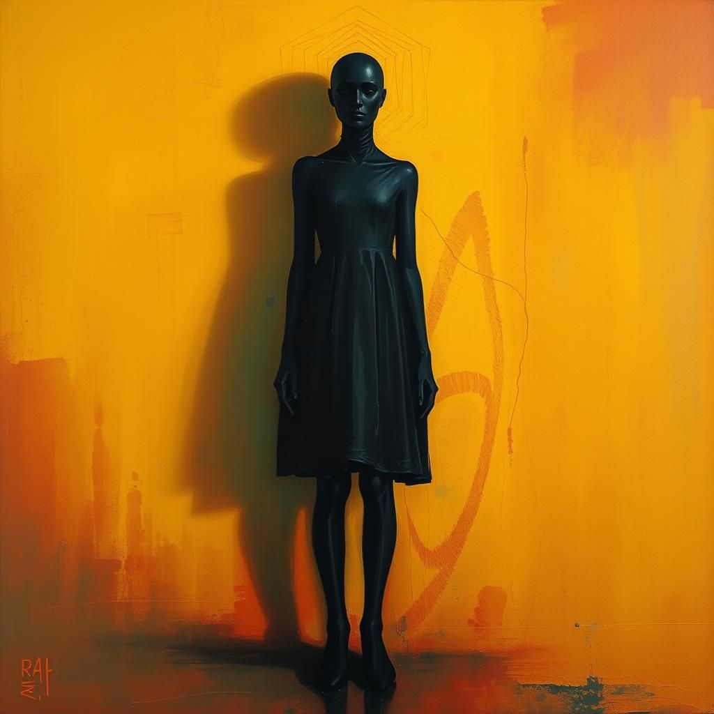 Beksiński Style Woman in Shadows: Surreal Mixed Media