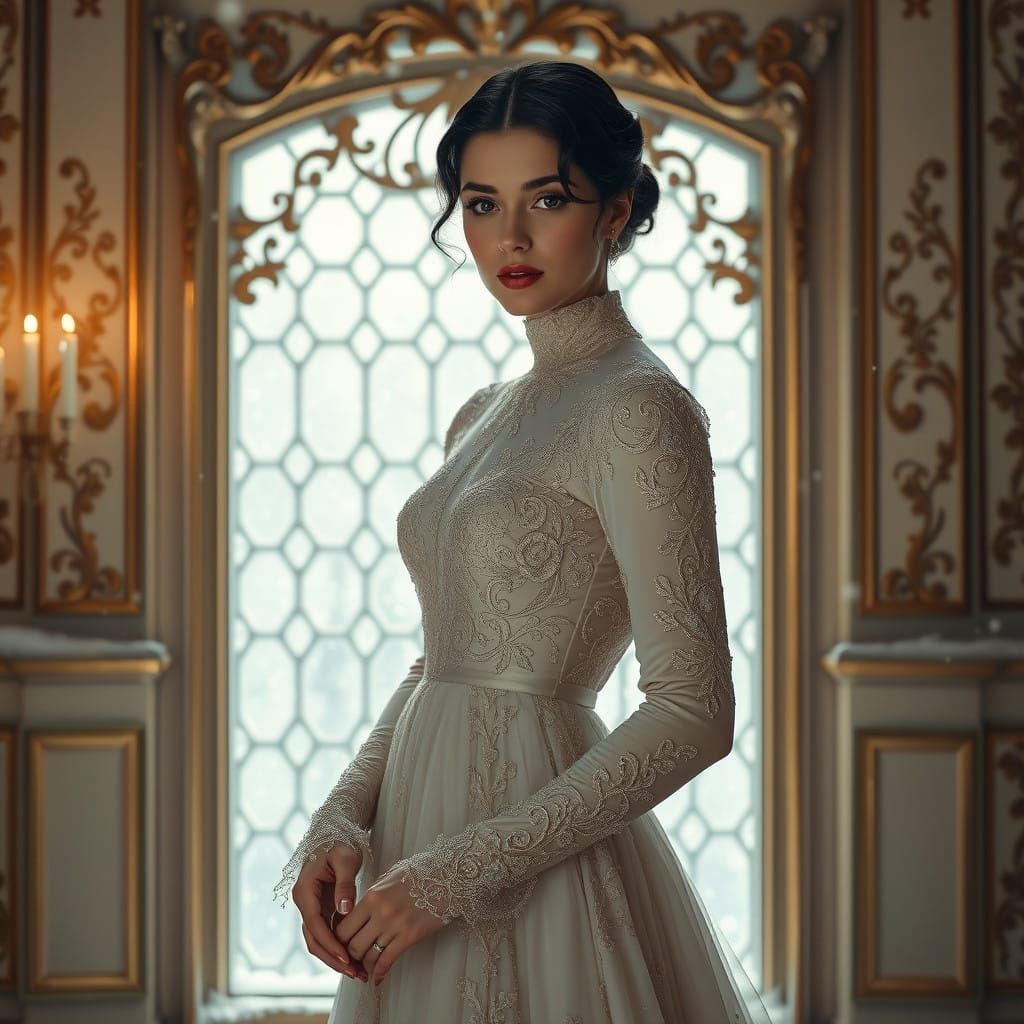 Elegant Woman in Vintage Winter Portrait