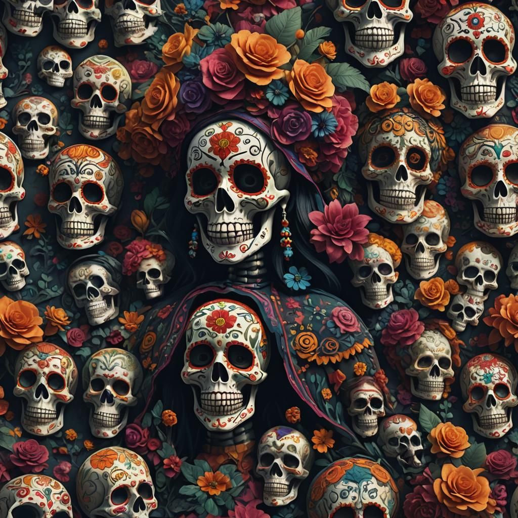 Spectacular Colorful Day of the Dead Scene