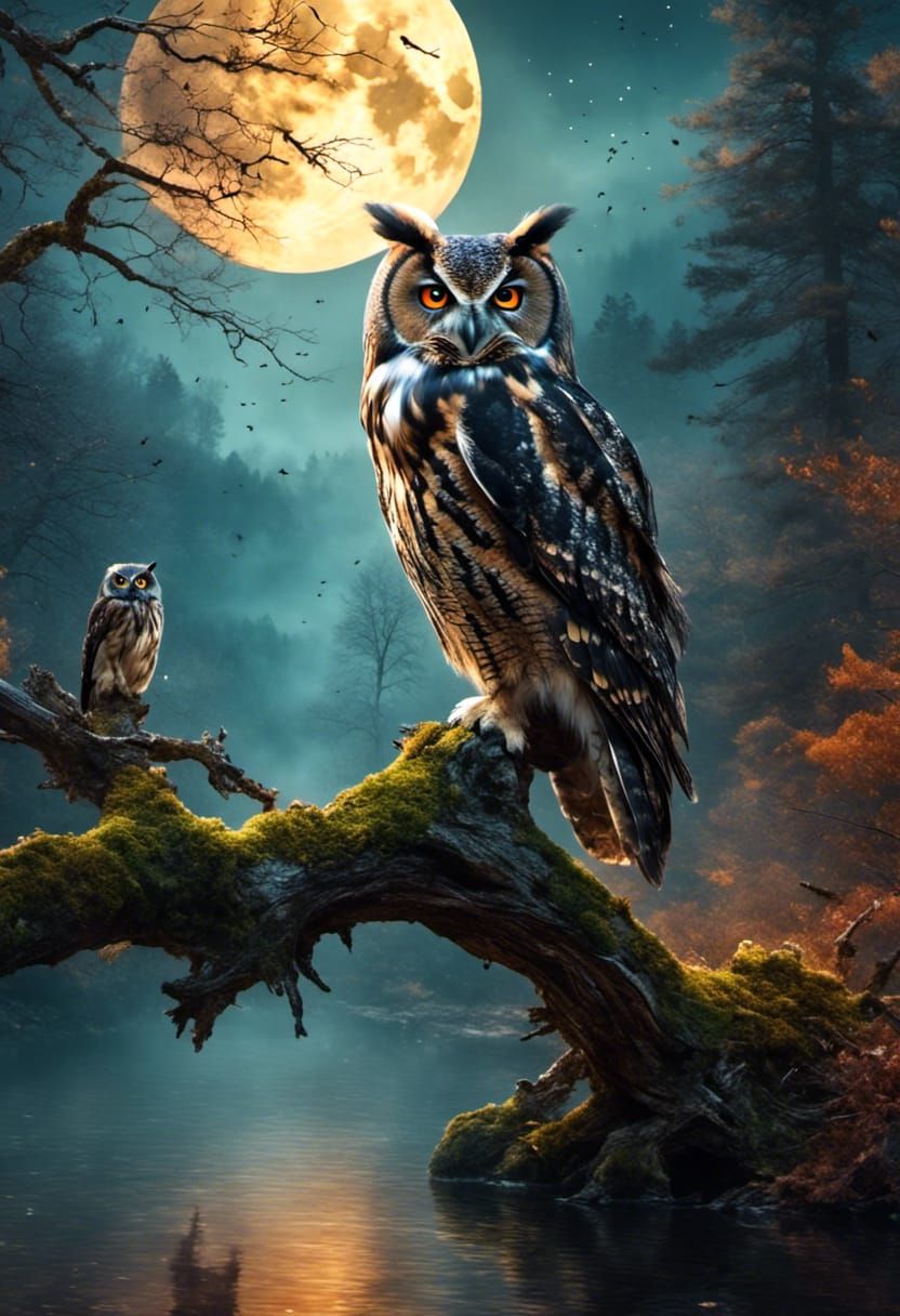 Owls by full moon