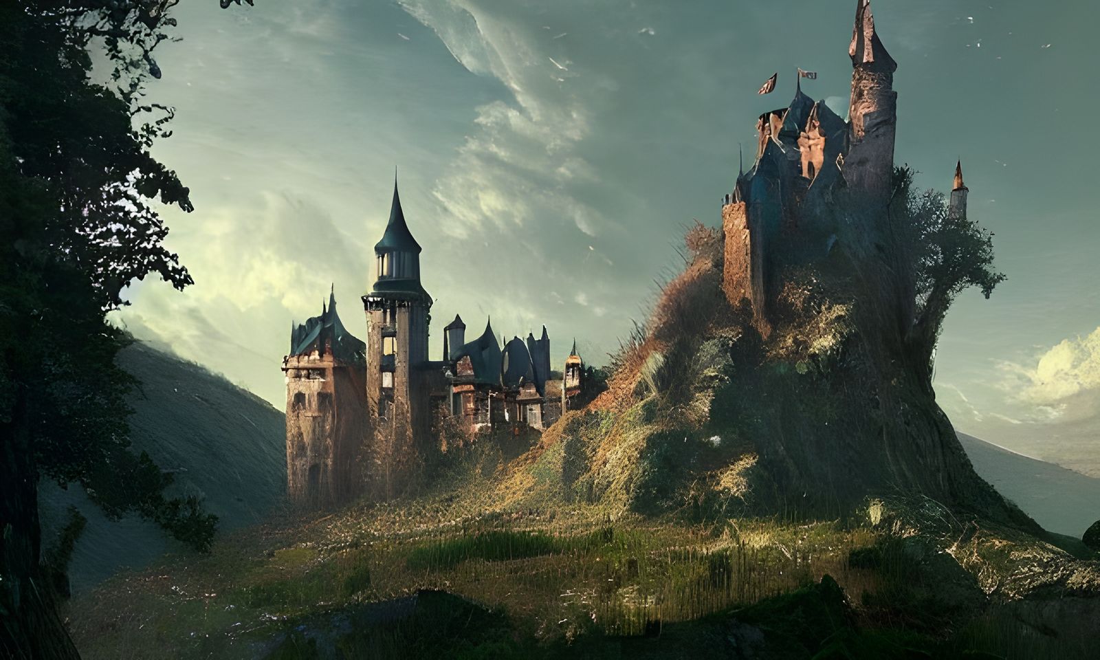 Old castle sitting upon the hill