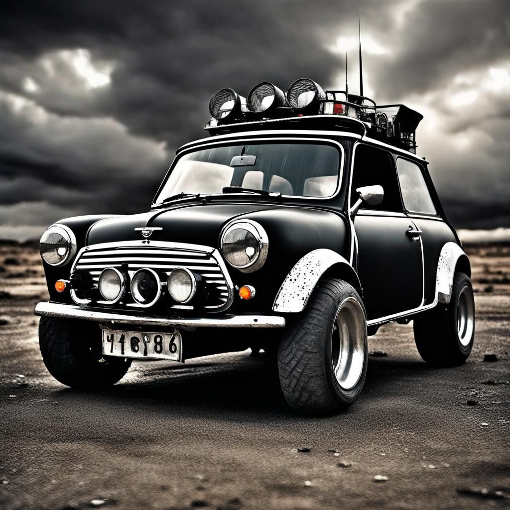 Armored Mini Austin in Post-Apocalyptic Mad Max Style