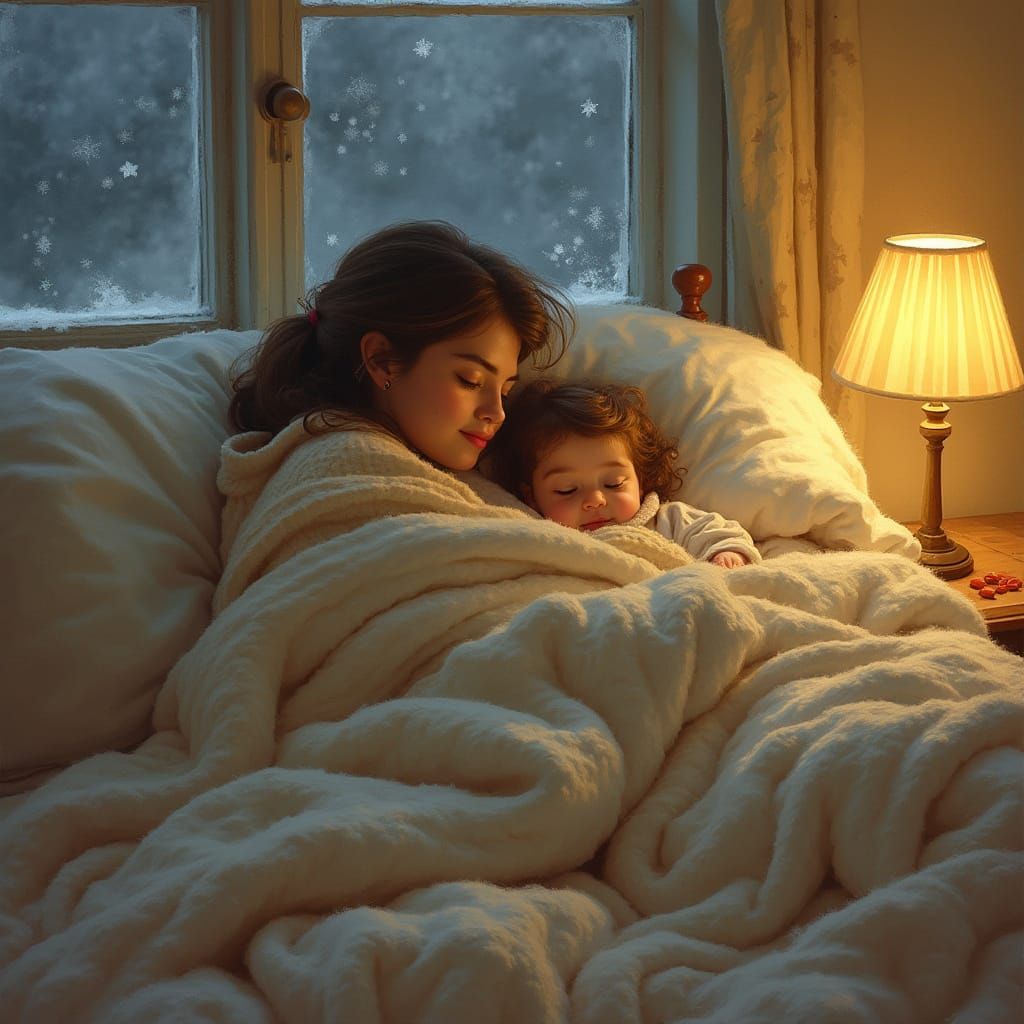 Cozy Winter Morning with Mother and Toddler