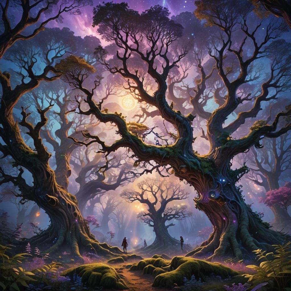 Magical Forest Landscape in Digital Art Style
