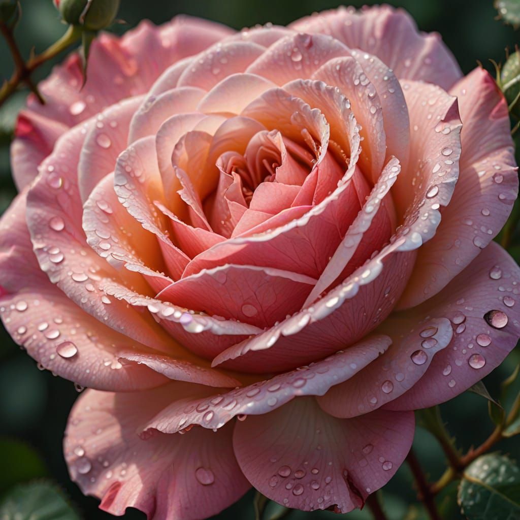 Hyper-Realistic Pink Rose in Macro Photography