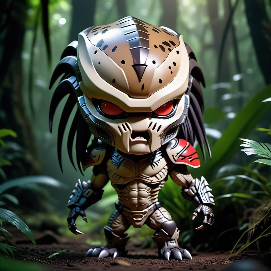 Chibi Predator Bobblehead in CGI Anime Style