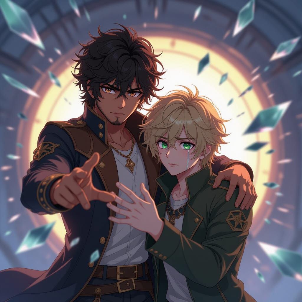 Protective Man Shields Another Amidst Exploding Glass