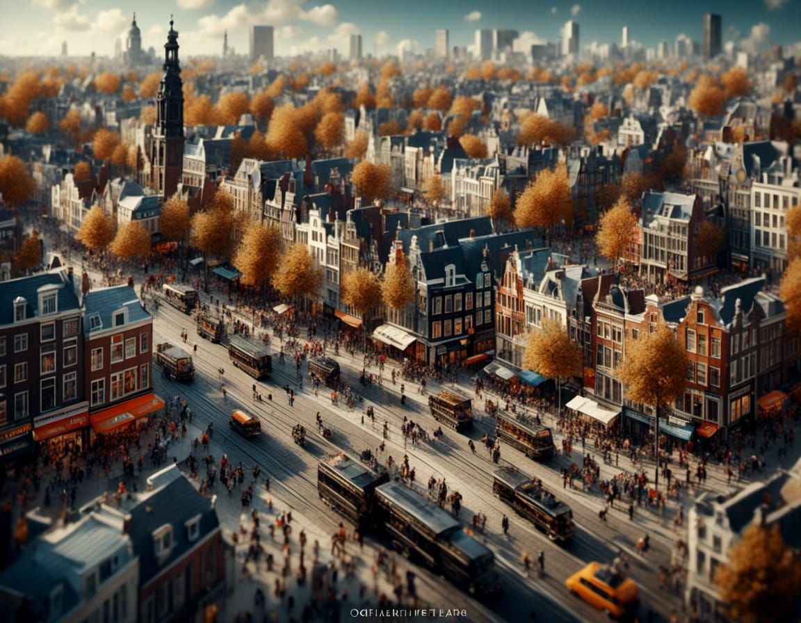 Amsterdam Oktoberfest: Isometric Impasto Illustration in 8K