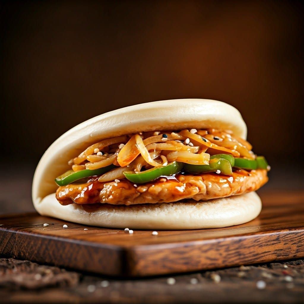 Teriyaki Chicken Steamed Bun in Impressionist Style
