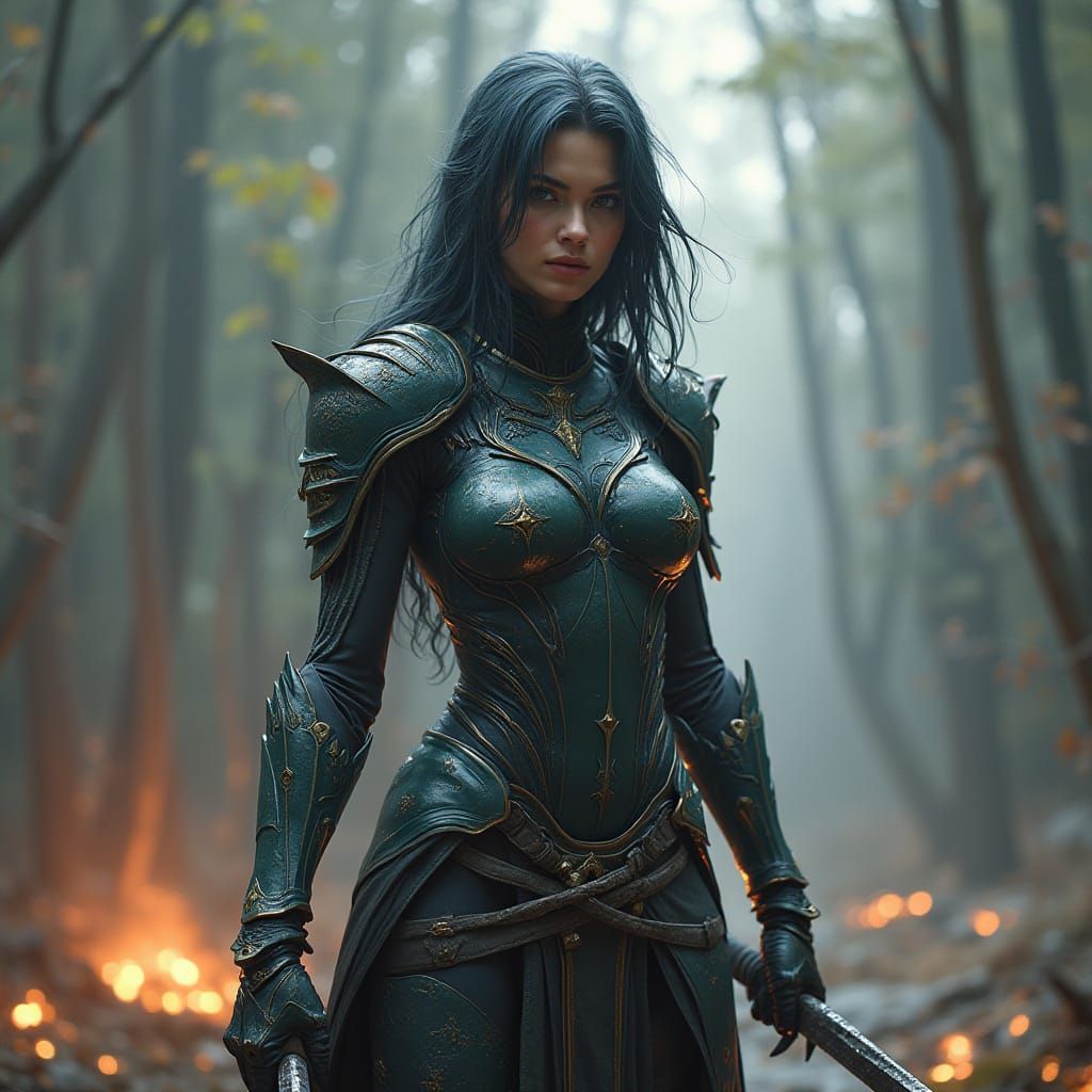 Snake Armour Warrior with Poison Enchanted Swords