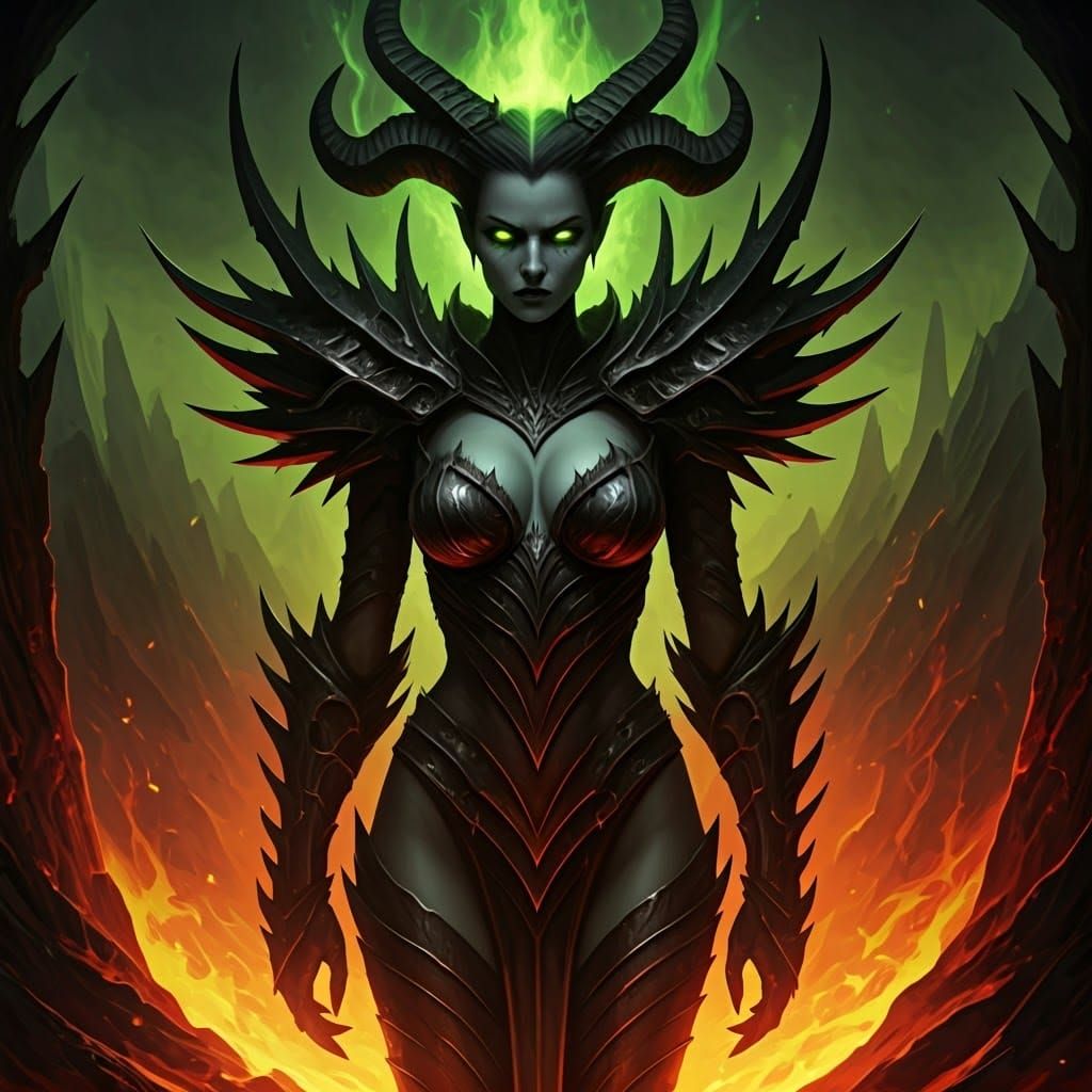 Evil Goddess Portrait in Dark Fantasy Style