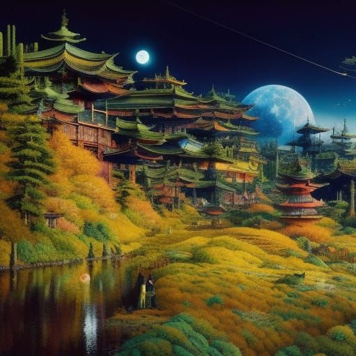 Moonscape Theme Park in Dystopian Collage Art