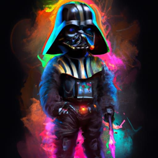 Chibi Darth Vader Portrait in Digital Art Style
