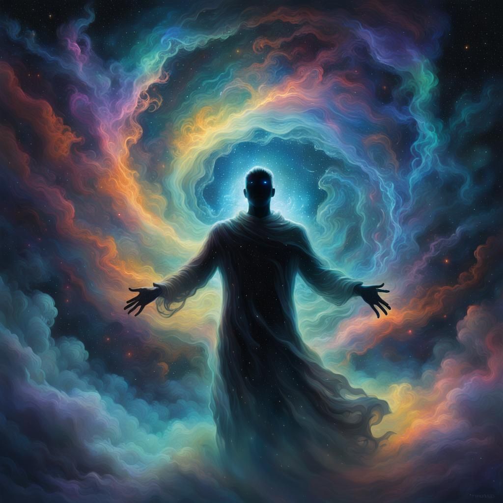 Ethereal Shadow Person Radiating Supernova Energy